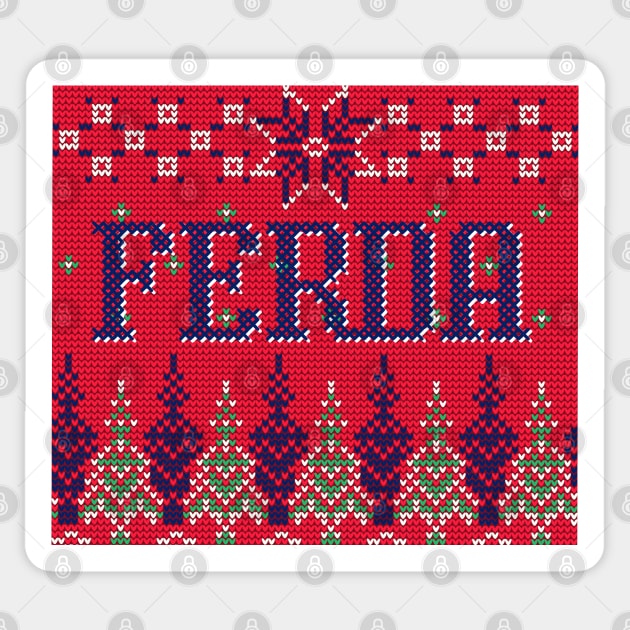 Ugly Christmas Sweater Letterkenny Ferda in red Sticker by PincGeneral